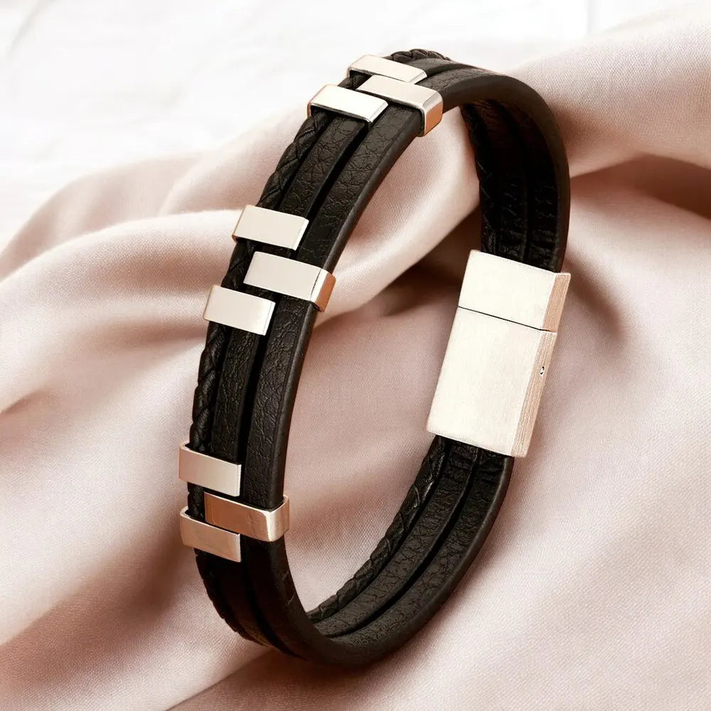 Hand Bracelet for Men – Adjustable Leather Wristband for Casual and Formal Wear.
